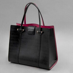 Kate Spade Arbor Hill Kyra Black Pink Leather Handbag Top Handle Tote